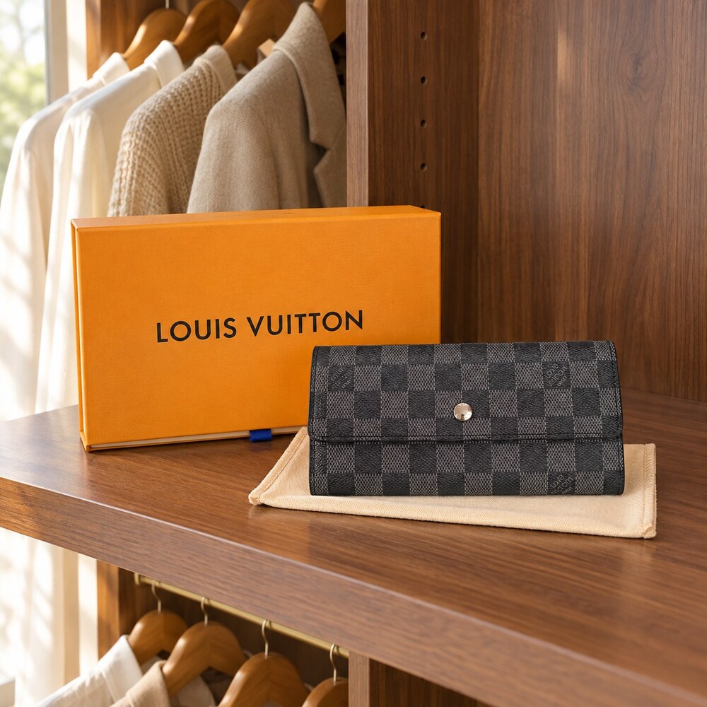 Louis Vuitton Sarah Wallet Damier Graphite Canvas
